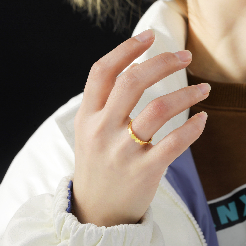 Unisex Adjustable Heart-Shaped Open Ring, Wedding Gift